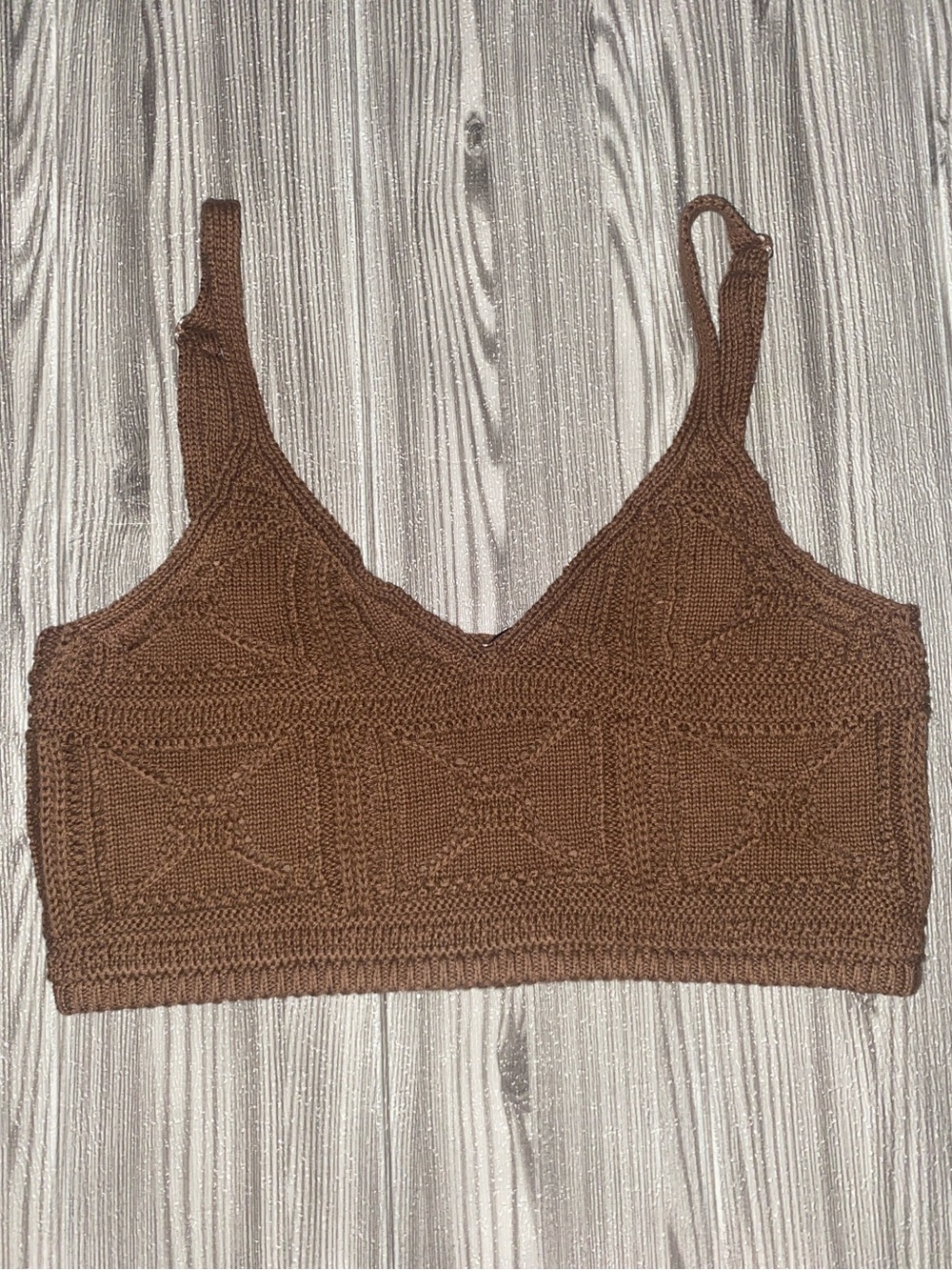 The Drop Brown Crochet Bralette Top - Women Size XS NWOT